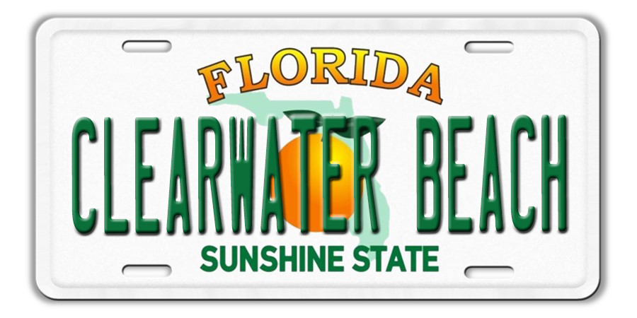 Custom Florida Novelty Vanity Metal Aluminum License Plate Tag CLEARWATER BEACH