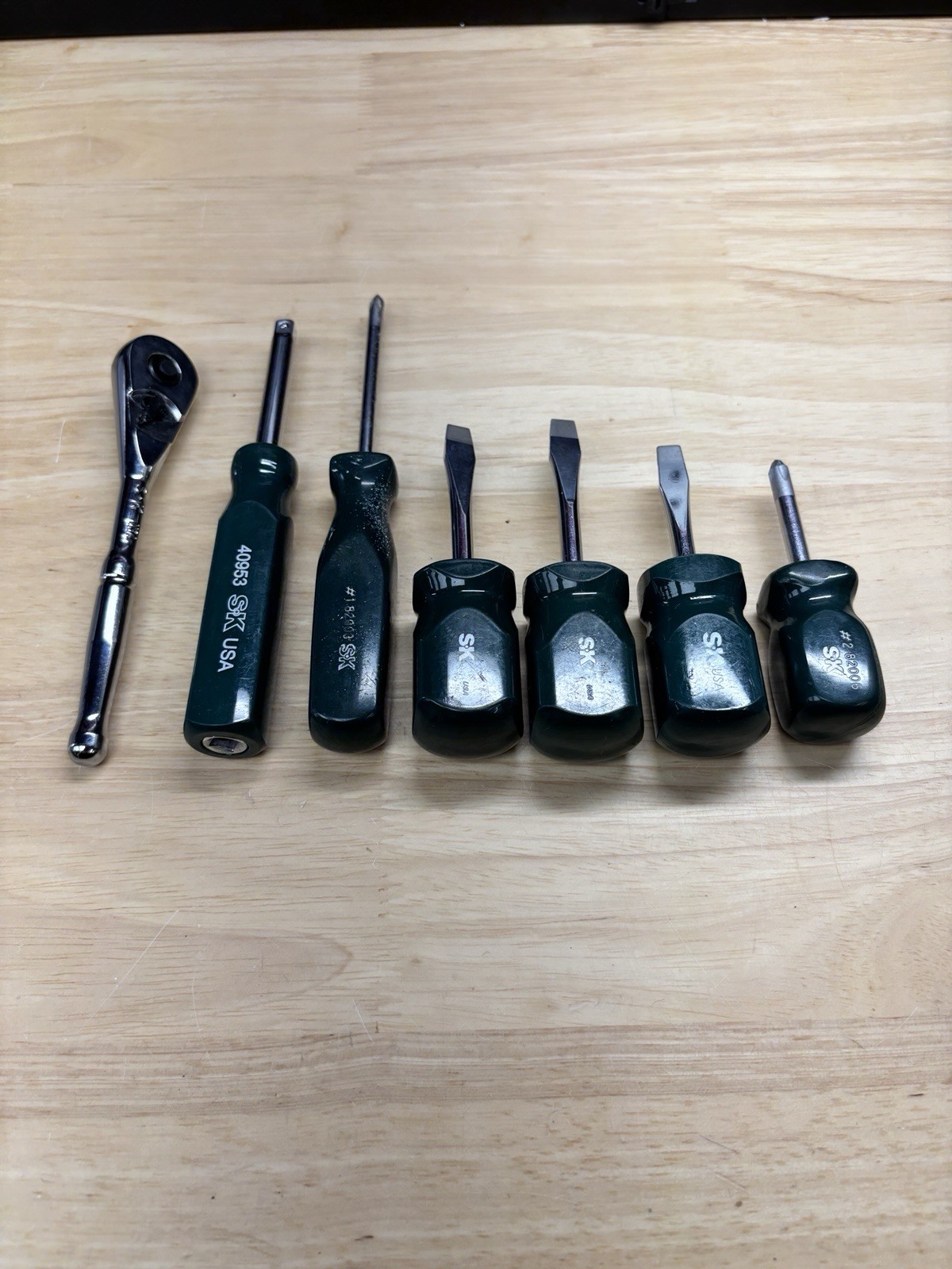 SK TOOLS SureGrip Screwdrivers & 1/4 Drive Ratchet Lot