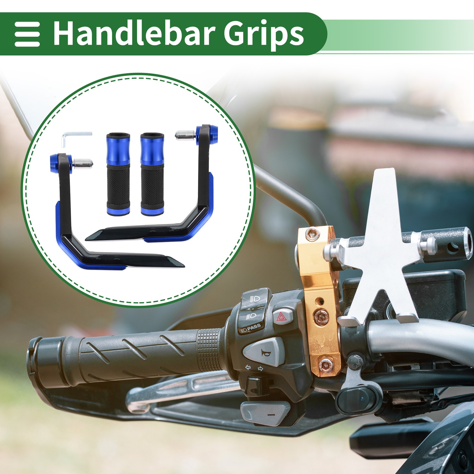 1set Motorcycle Hand Grips Cover Kit Handlebar End Grips Aluminum Alloy Rubber