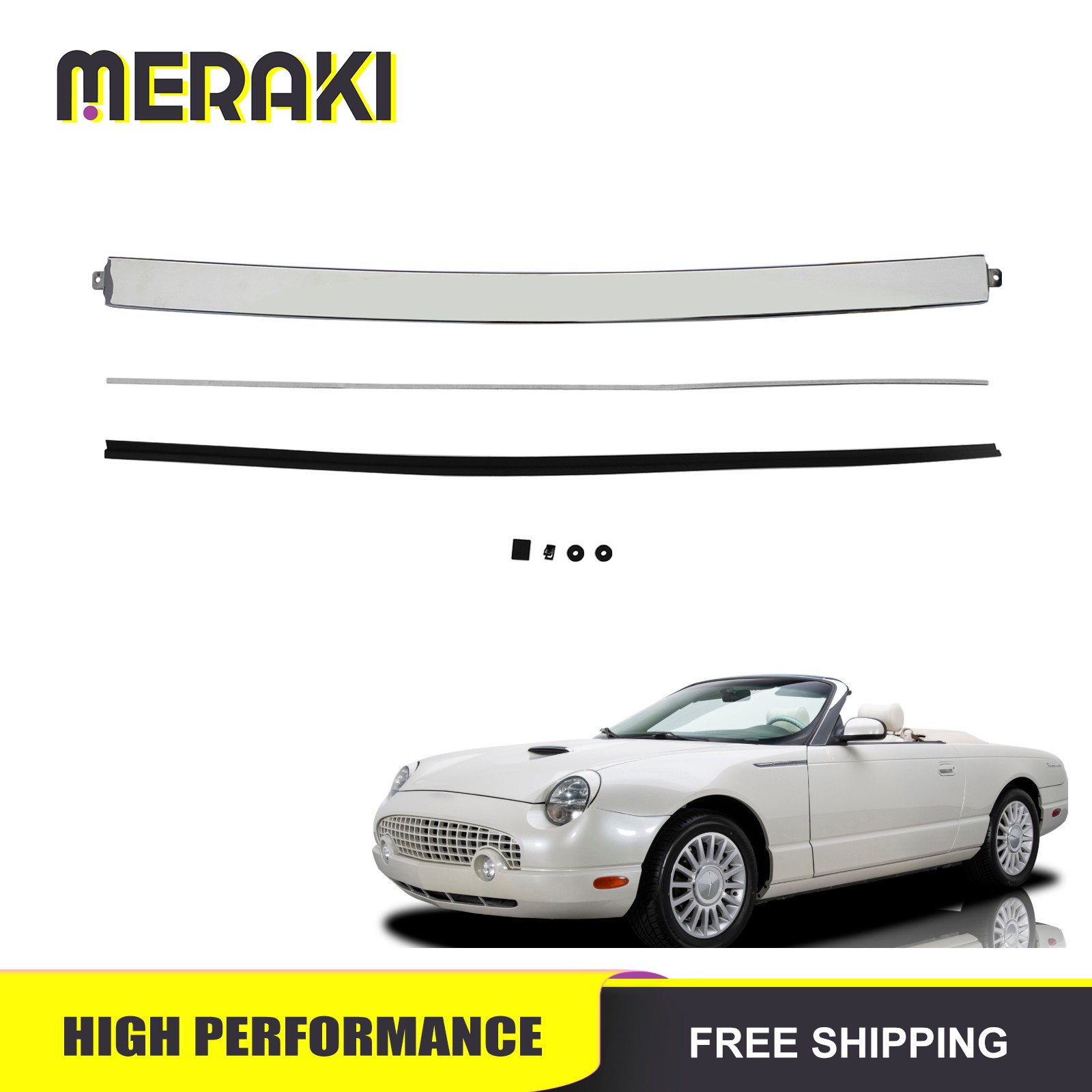 Front Upper Windshield Chrome Moulding Trim For 2002-2005 Ford Thunderbird