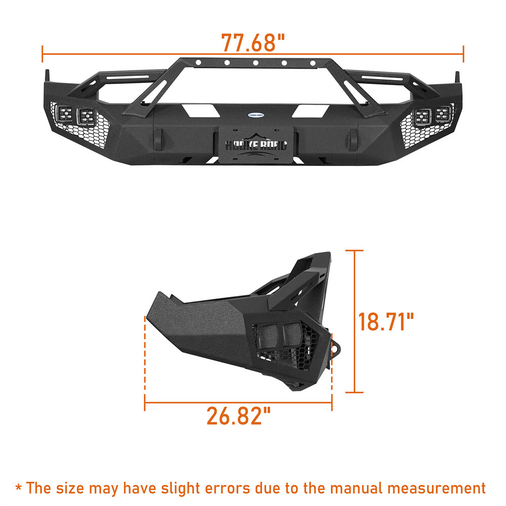 Off-Road Front Bumper w/Winch Plate & 4x LED Lights For 2009-2012 Dodge Ram 1500