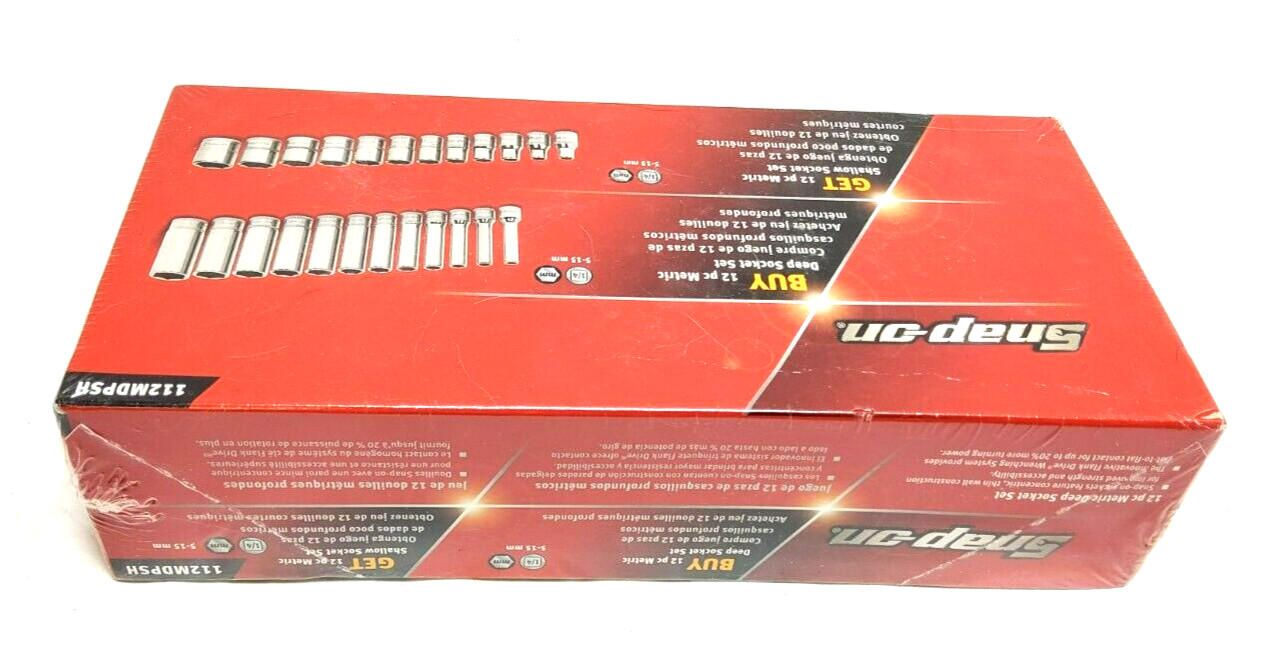NEW Snap-on 24pc 1/4″dr 6-point METRIC Shallow Deep Socket Set 112TMMY 112STMMY