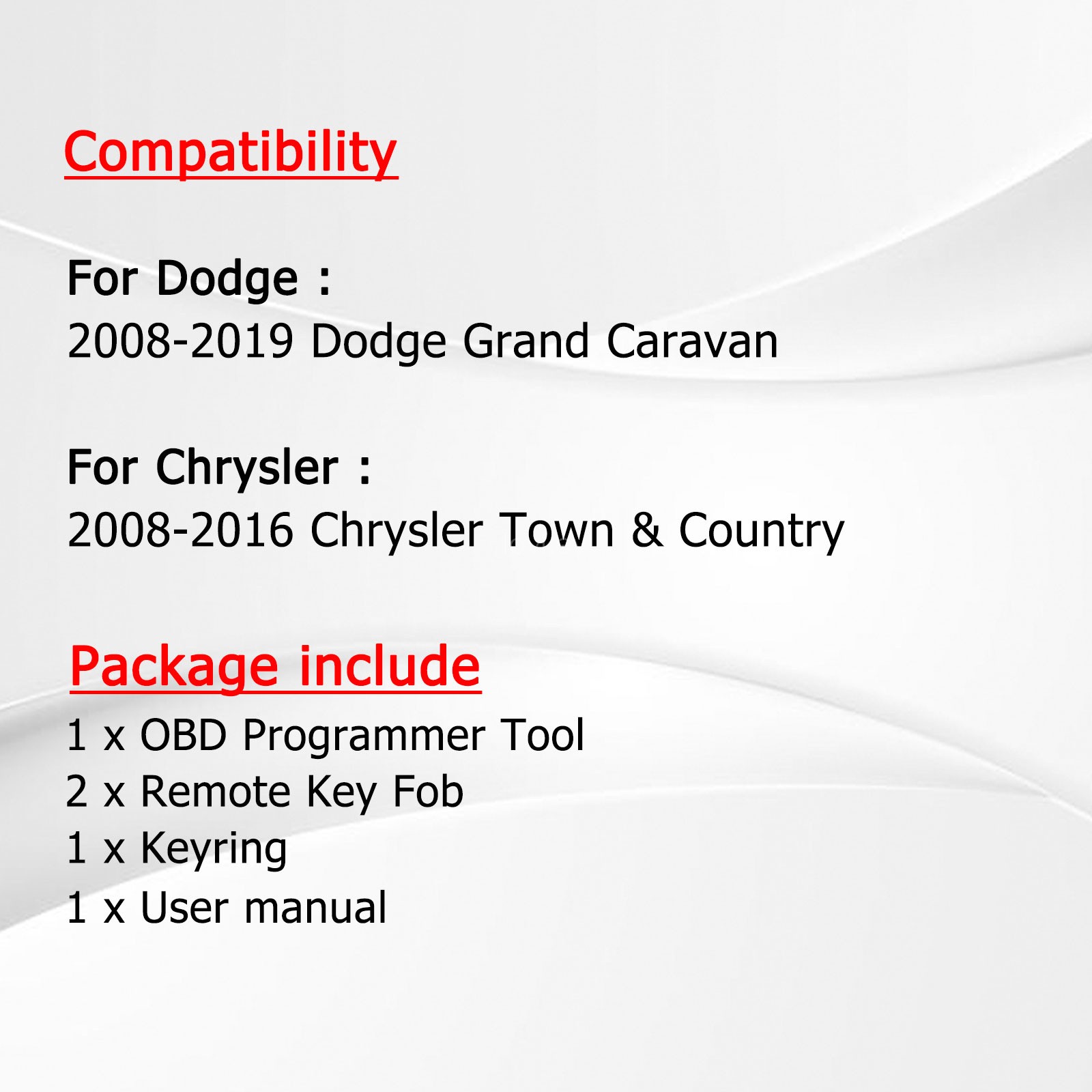 2 Remote Key Fob Program For 2008-2019 Dodge Grand Caravan Chrysler Town&Country
