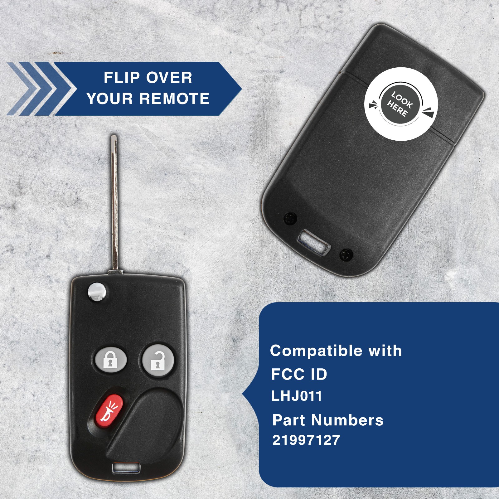 Replacement for 2003-2006 Chevy Avalanche Tahoe Remote Car Flip Key Fob Combo