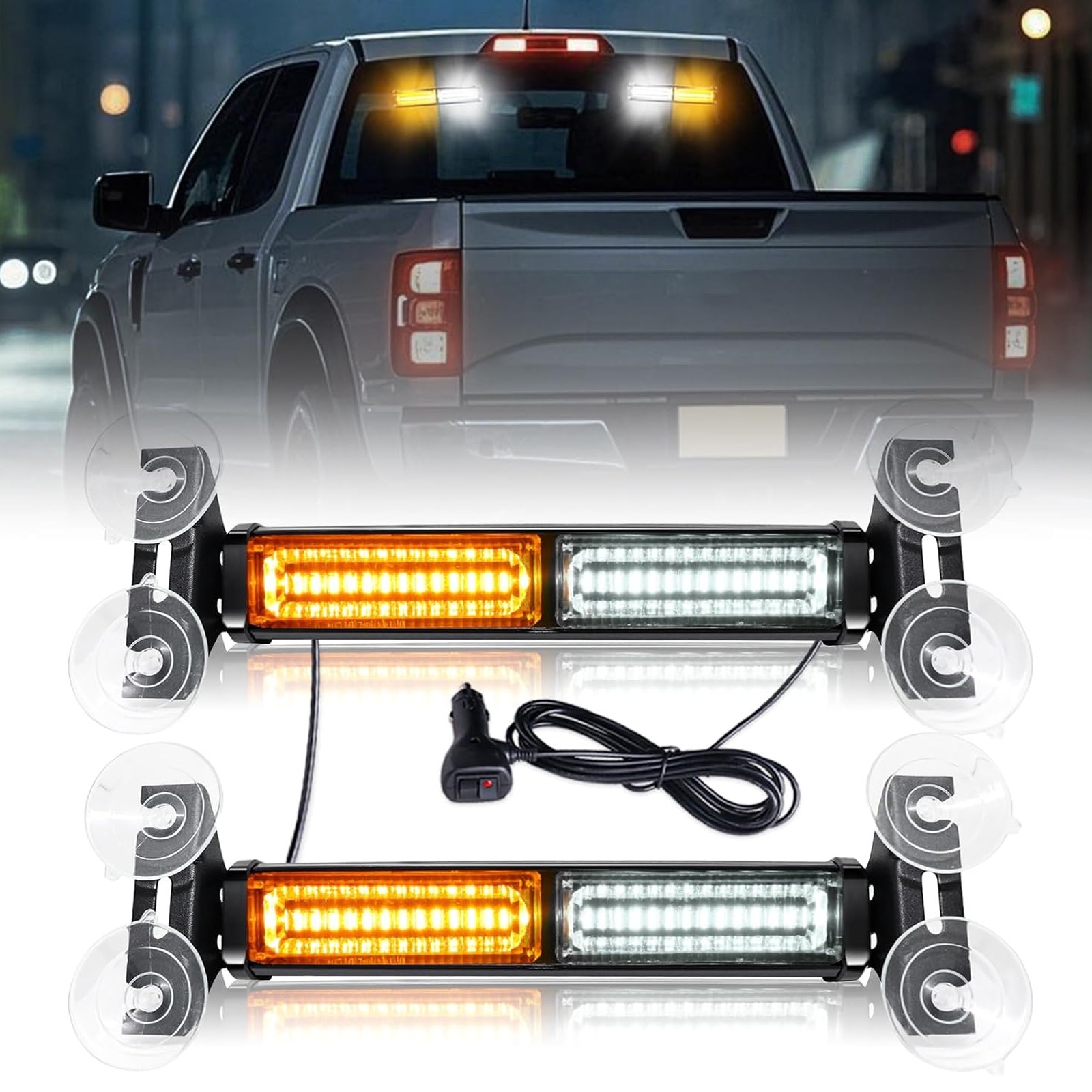 10.7″ 40 LED Strobe Light Bar Emergency Warning Interior Traffic Advisor Amber