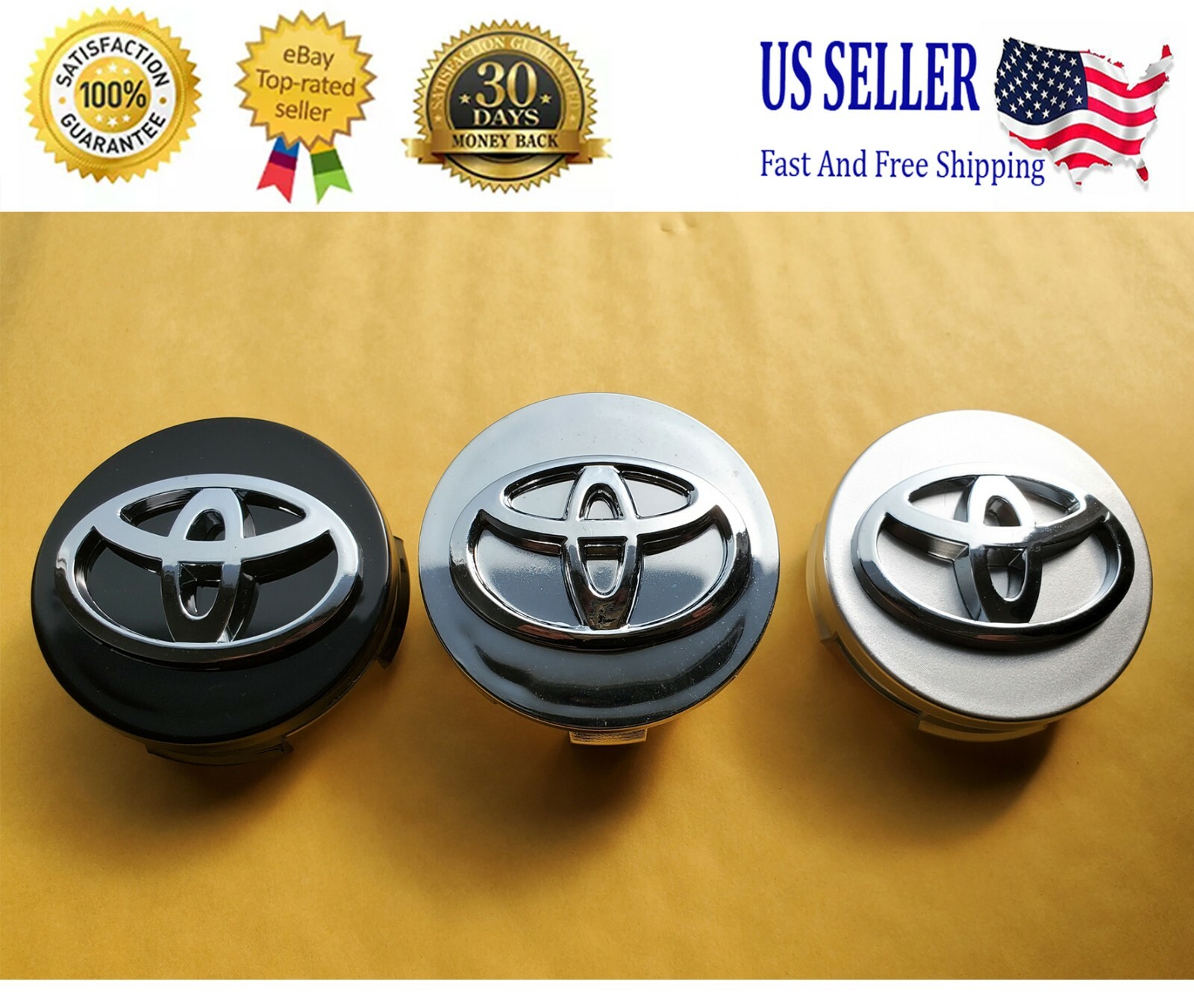 4x TOYOTA 62mm Wheel Center Caps, Camry Avalon RAV4 C-HR Prius Corolla