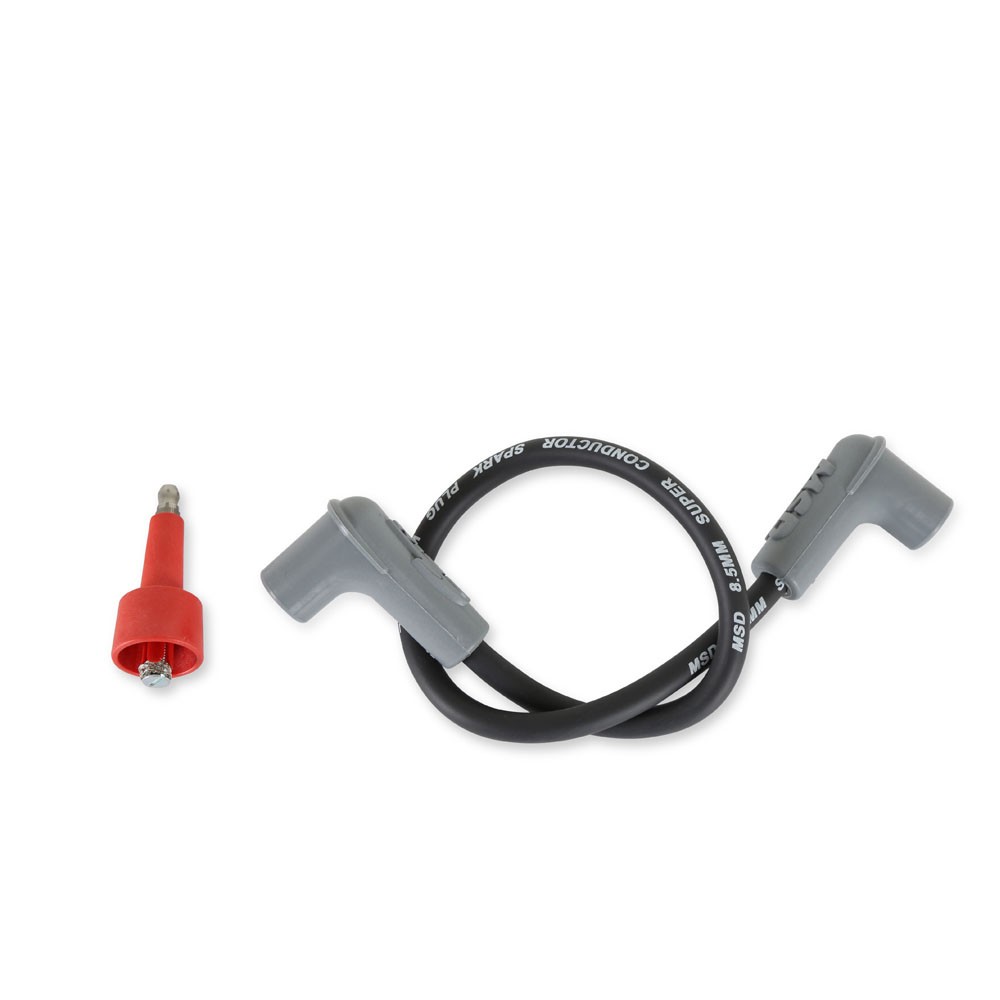 MSD Coil Wire 84033; Super Conductor, 8.5mm, 18 in. long, Black/Gray, Male/HEI