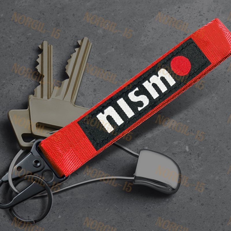 For NISMO RED Racing Keychain Metal Backpack key Ring Hook Strap Lanyard Nylon