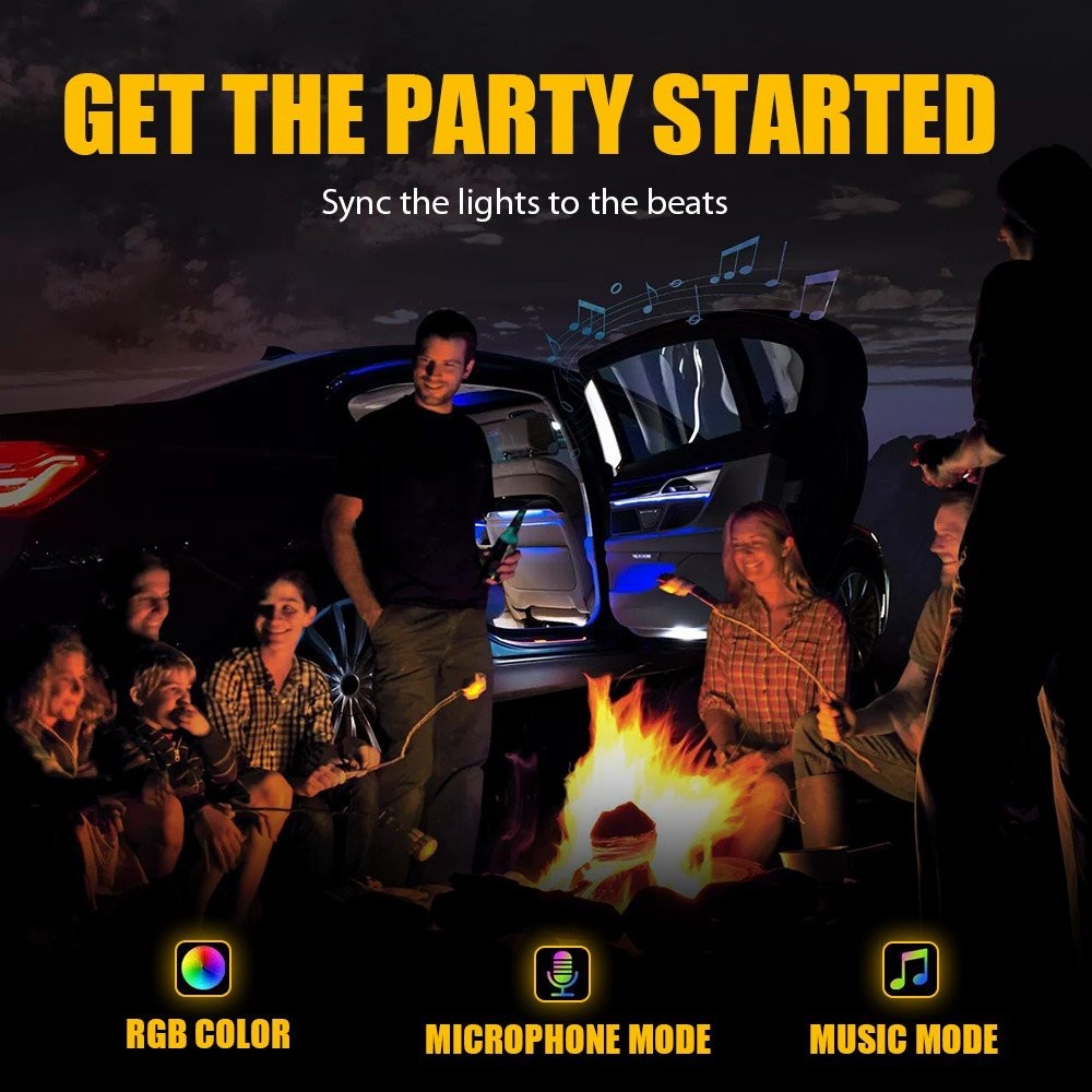8M LED Light Neon Trim Glow Optic Strip Fiber Car Interior Ambient Lighting APP