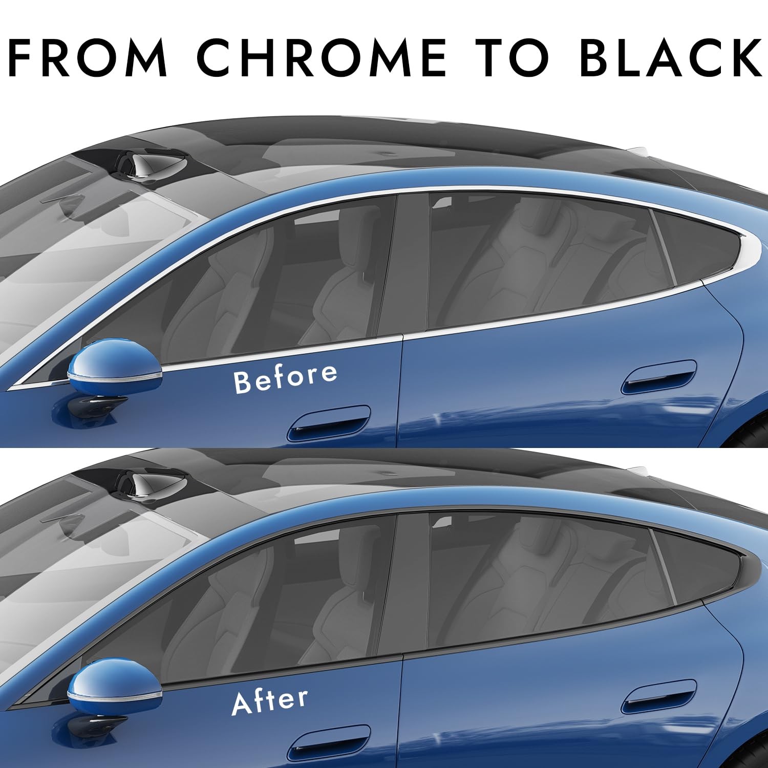 FAFALITHIC 4 in x 30 ft Chrome Delete Vinyl 1.2 inches × 30 feet, Gloss Black