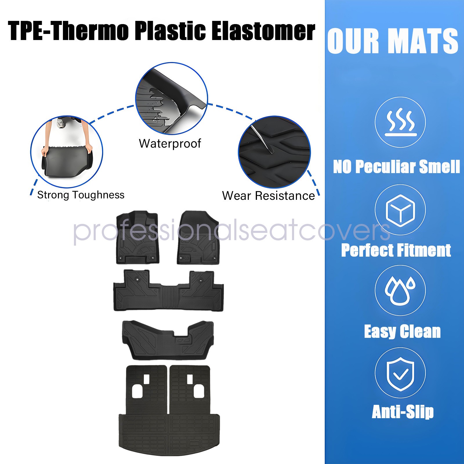 Floor Mats / Trunk Cargo Liners For 2014-2020 Acura MDX TPE All Weather 3D Black