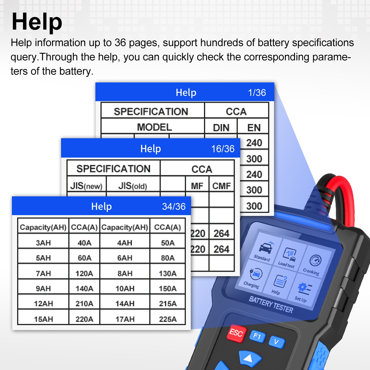 BT300 12V 24V Car Battery Tester Load Voltage Tester & Charging Analyzer 2000CCA