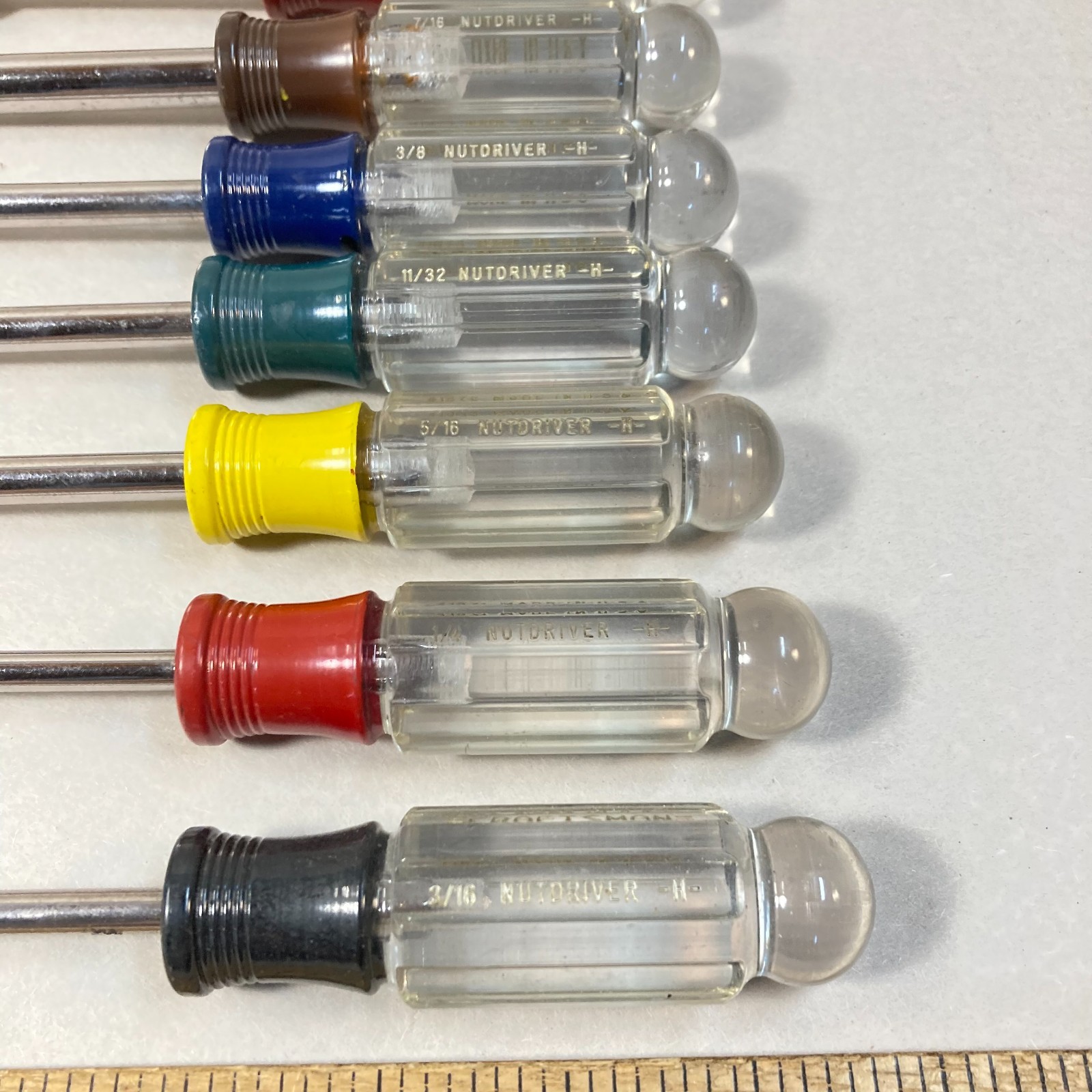 Vintage Craftsman Nut Driver Set 7 Pc SAE Ball End Color Coded USA