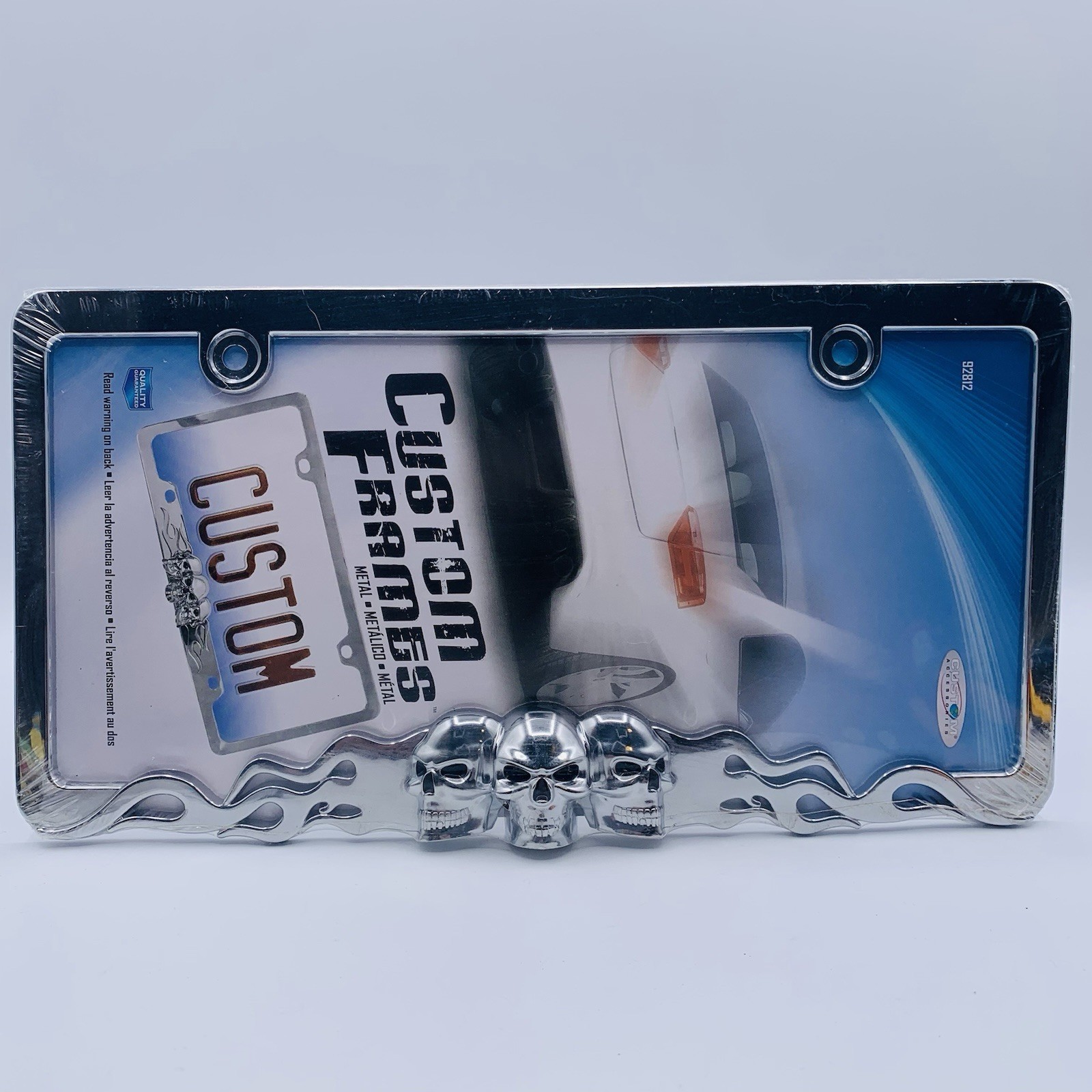 Skull & Flames Custom Design Metal License Plate/ Tag Frame / Holder