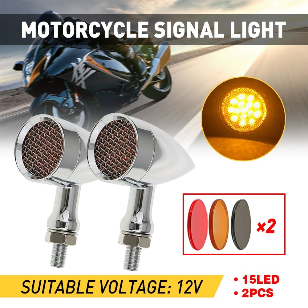 Chrome Amber Motorcycle LED Turn Signal Brake Blinker Lights 60days Free return