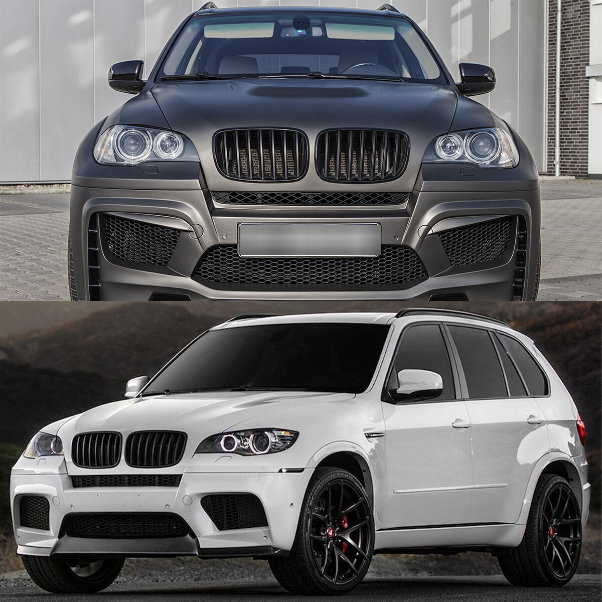 For BMW X5 E70 X5M X6 E71 E72 2007-2013 Matte Black Front Hood Kidney Grilles