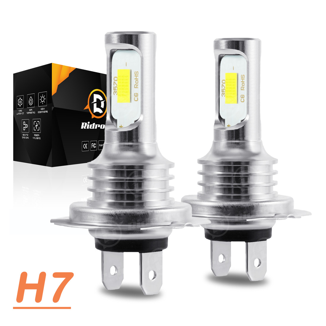 PAIR H7 LED Headlight Bulb Kit High Low Beam 80000LM Super Bright 6500K White