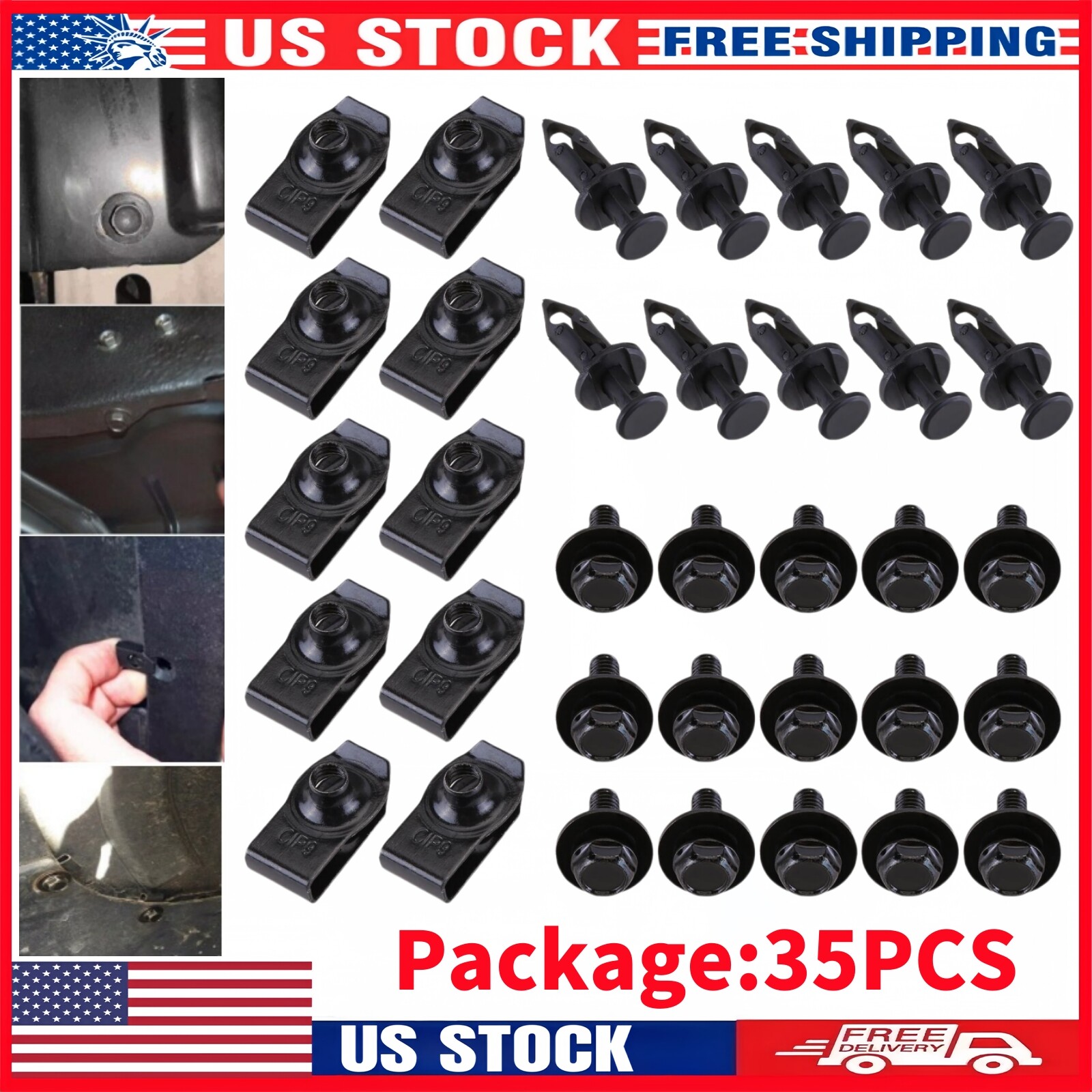 Kit Car Body Bolts & U-nut Clips M6 Engine Cover Undertray Splash Shield Guard #