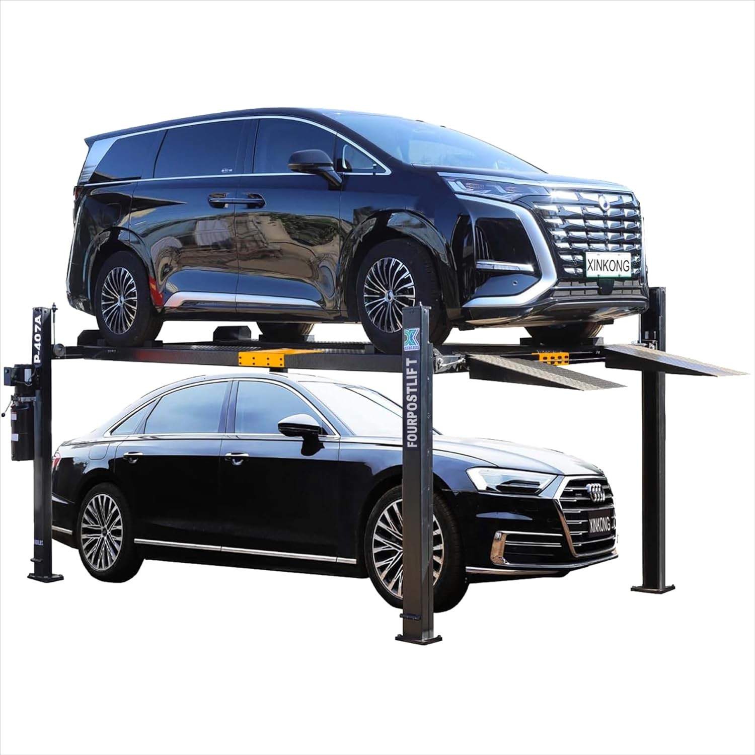 XK 4 Post Car Lift 8000 lbs, Parking Lift 110V with Wheels, Heavy Duty Auto Lift