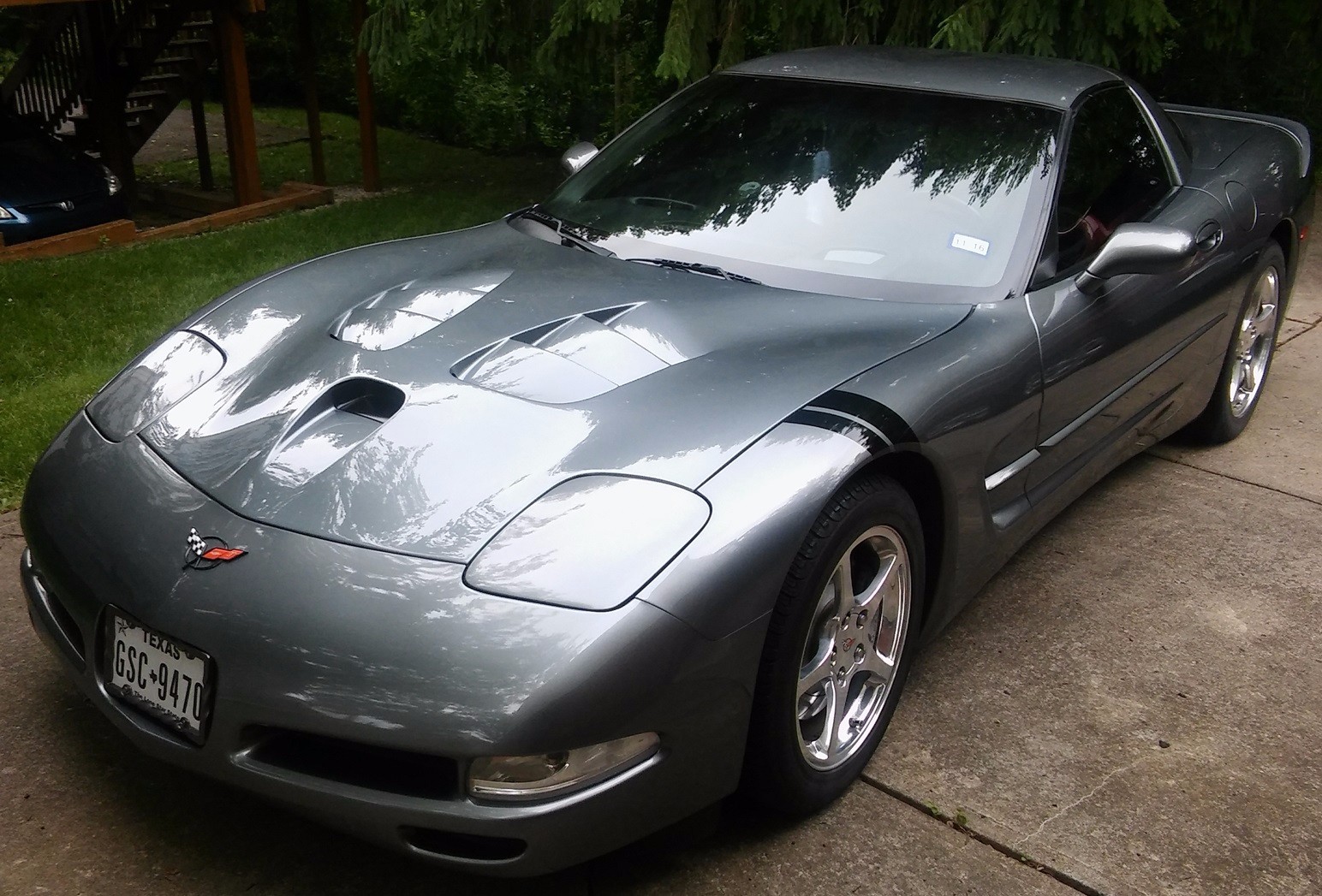 Black Gloss Vinyl FENDER HASH RACING STRIPES Both Sides (Fits CHEVY CORVETTE C5)