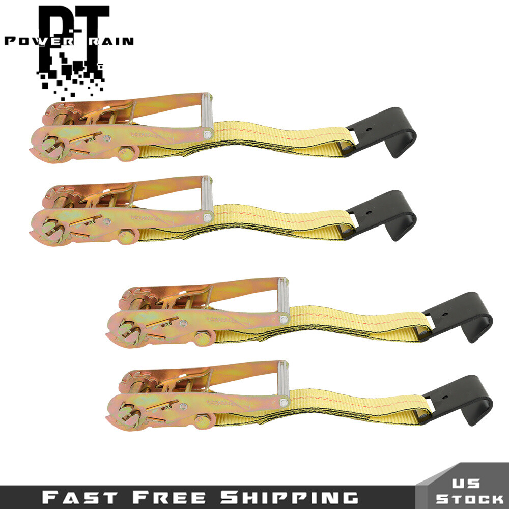 Heavy Duty Flat Hook Ratchet Straps-Tie Down Straps 2 Inch x27 Feet 4Pcs