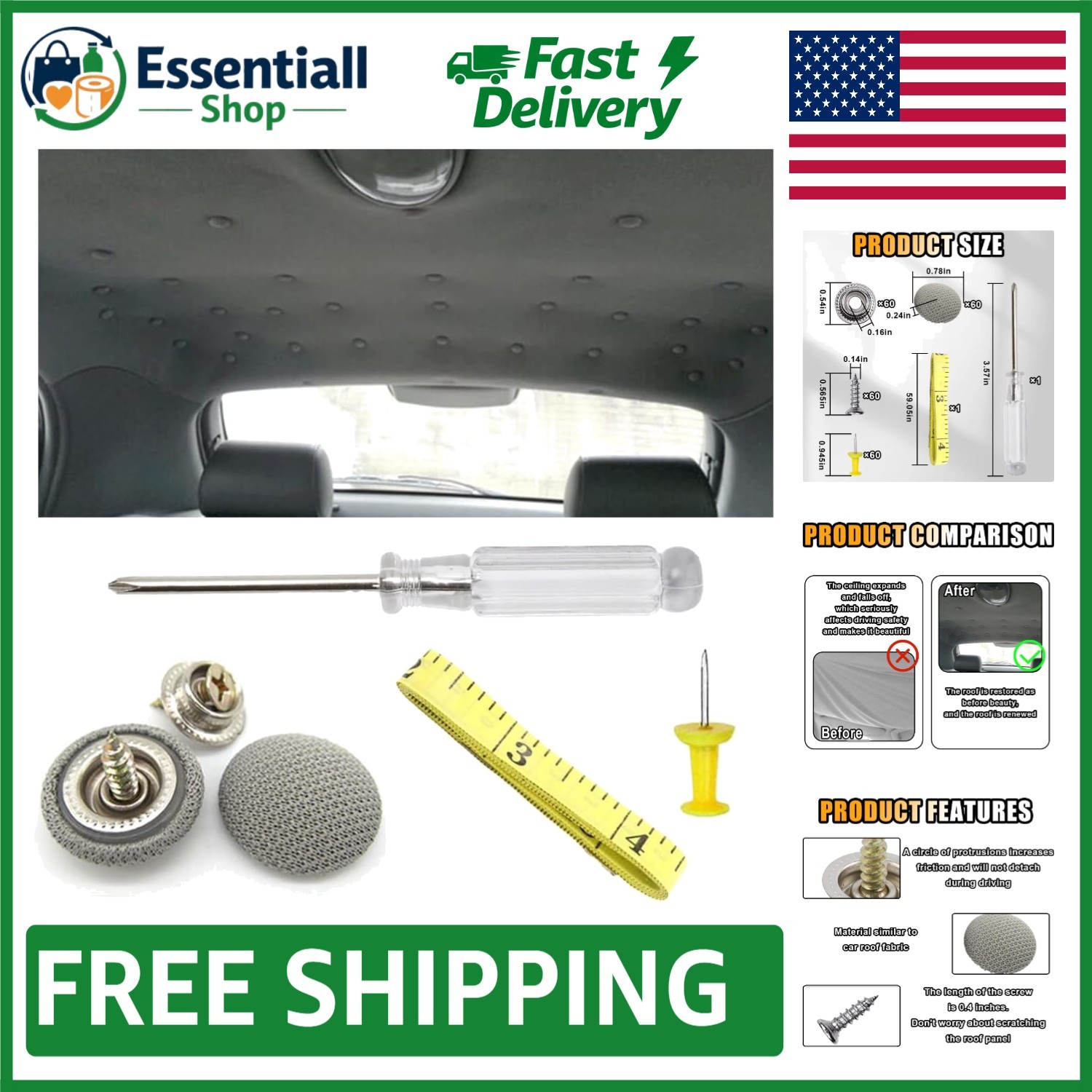 Universal 60PCS Rivet Set for Car Roof Repair – Save Money with DIY Solution