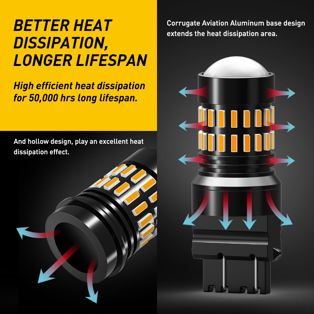 AUXITO NO HYPER FLASH 3157 3156 LED FRONT TURN SIGNAL PARKING LIGHTS BULBS AMBER