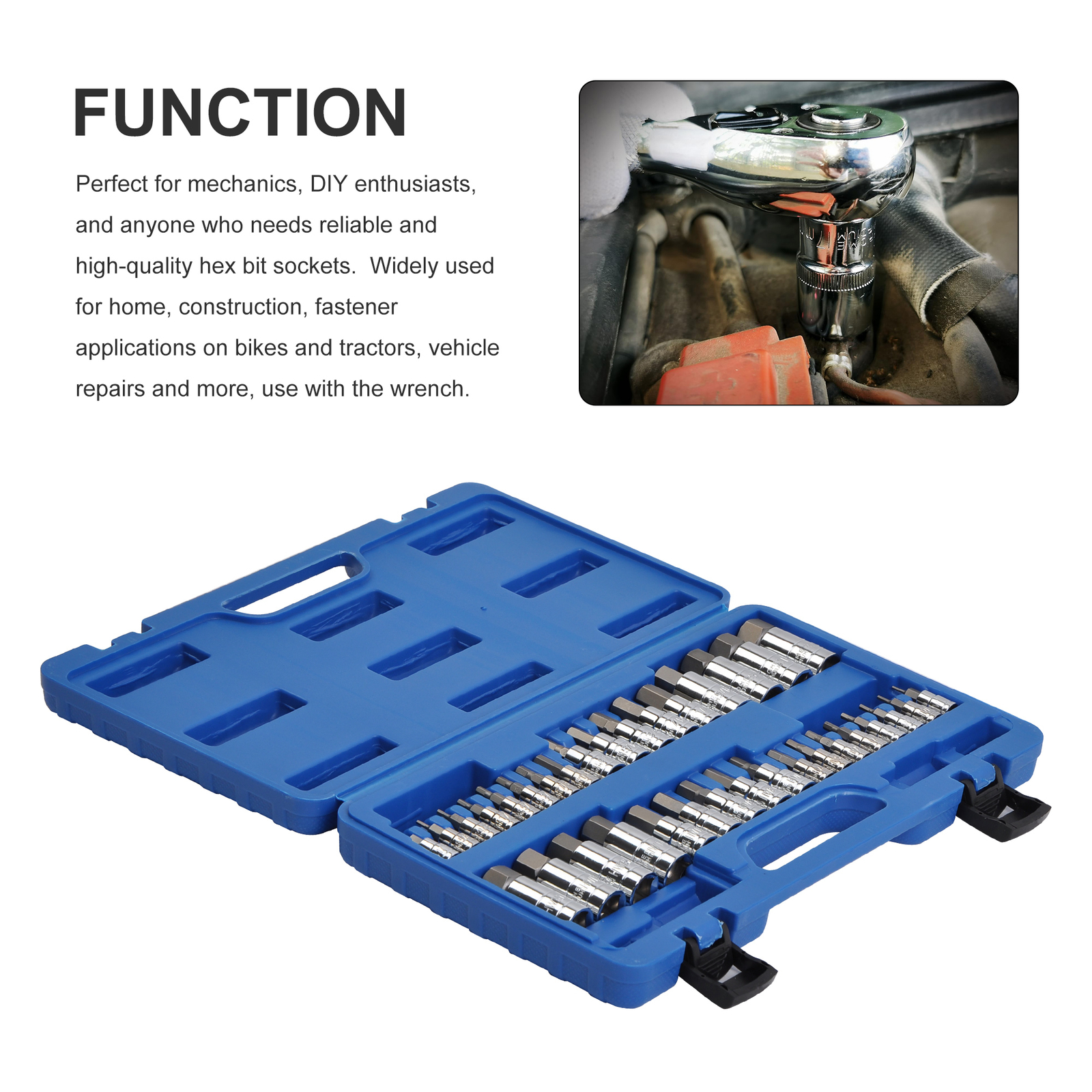 SAE & Metric Socket Set Standard Allen 1/4″ 3/8″ 1/2″ | Master Hex Bit Set 34pc
