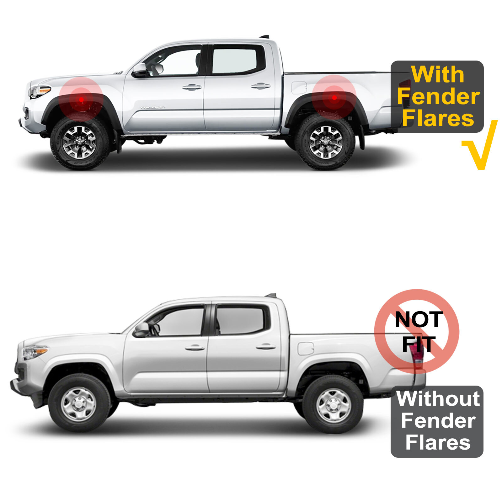 Splash Guards Mud Flaps Mudguards for Toyota Tacoma 2021-2023 w/OE Fender Flares