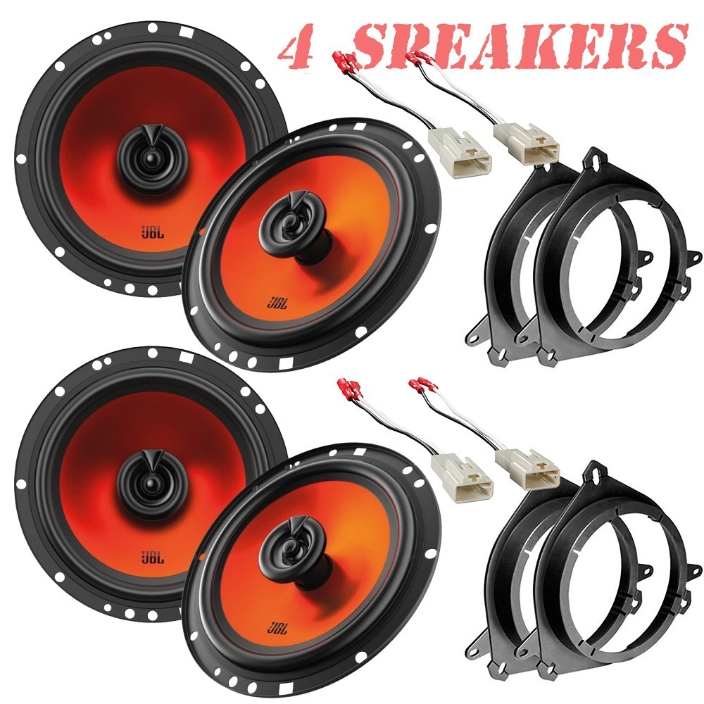 4 JBL STAGE162F 6.5″ 400 Watt Front/Rear Speakers Install Kit for Select Toyota