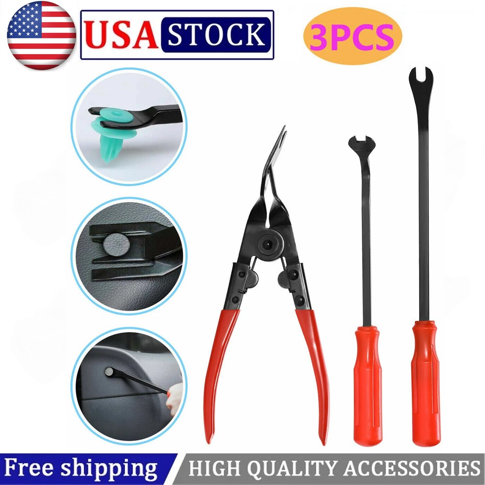3Pcs Auto Clip Pliers Set and Fastener Remover, Car Trim Rivet Removal Pry Tool