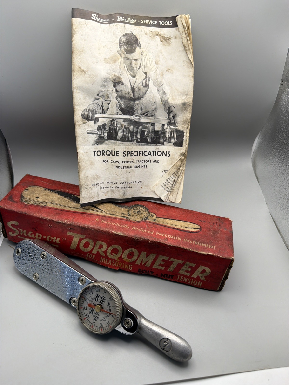 VINTAGE SNAP-ON TQ12B 3/8″ Drive Torqometer 150 Inch-Pounds Torque Wrench