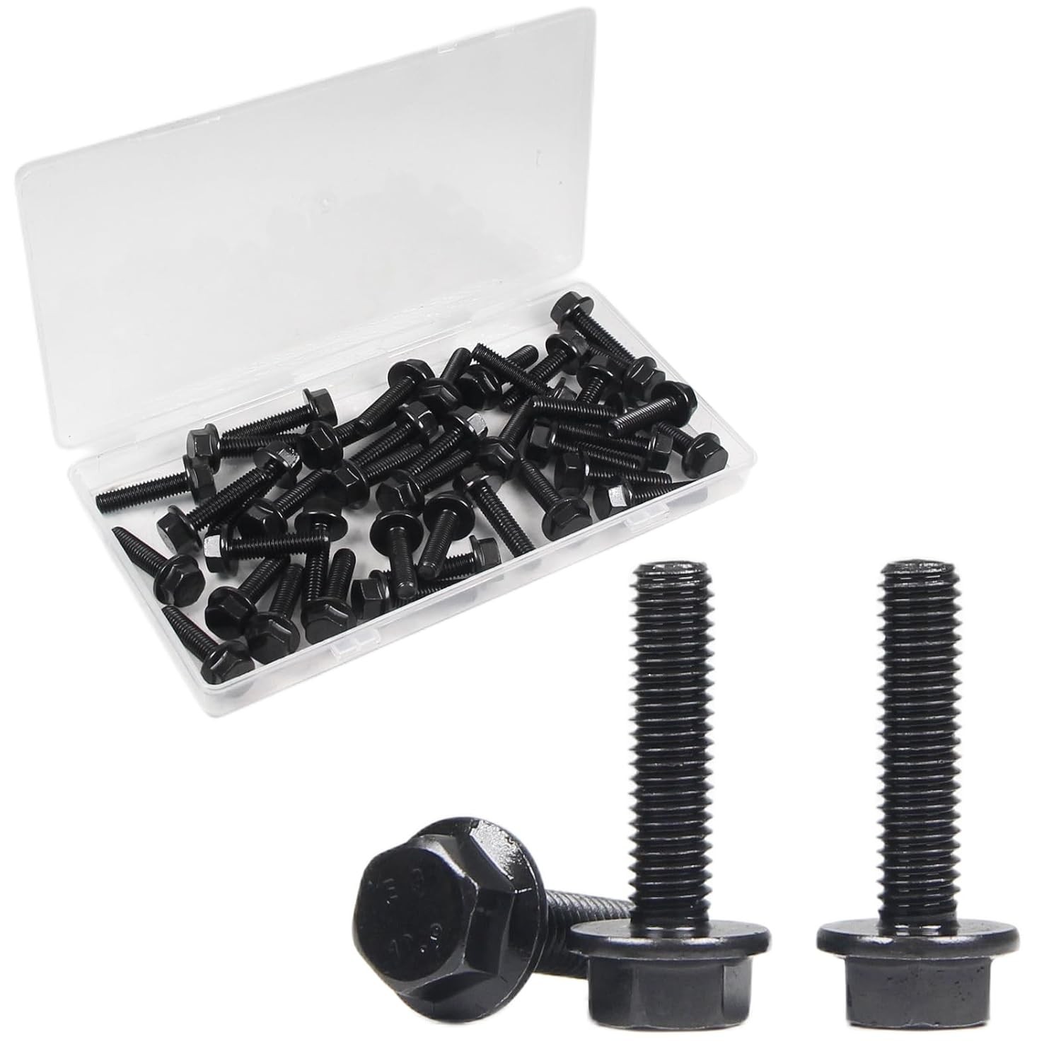 Yinpecly M6-1.0 x 25mm Flanged Hex Head Bolts Flange Hexagon M6x25mm, Black