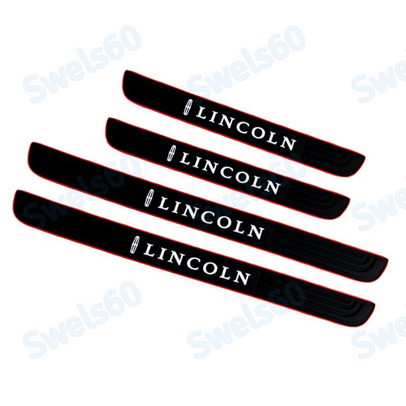 4PCS Black Rubber Car Door Scuff Sill Cover Panel Step Protector For Lincoln