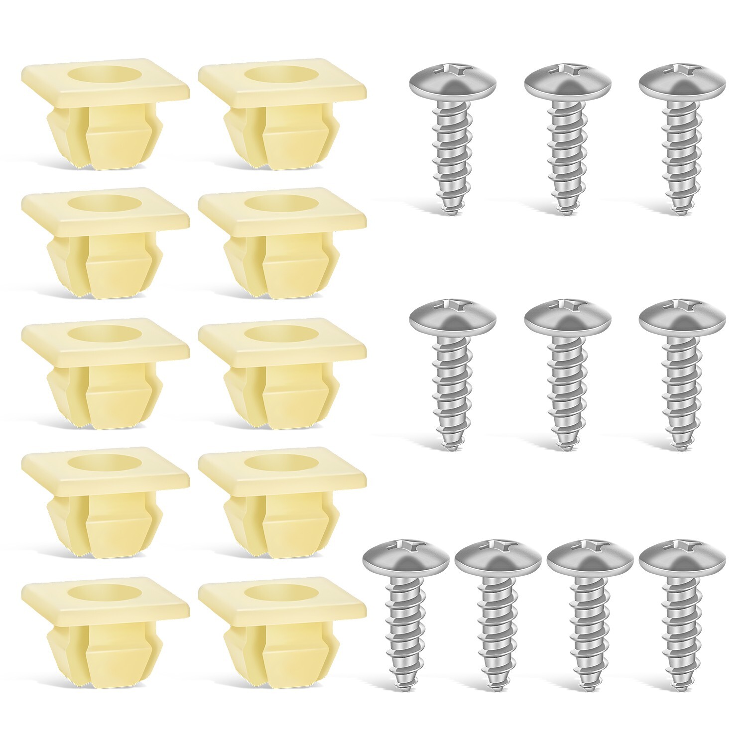 Nilight 10 PCS License Plate Screw Kit Stainless Steel Screws with Nylon Nuts