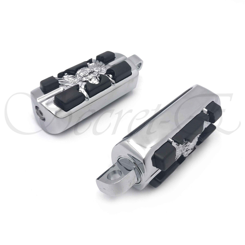 HTTMT- Chrome Zombie FootPegs For Harley with H-D male mount-style footpeg