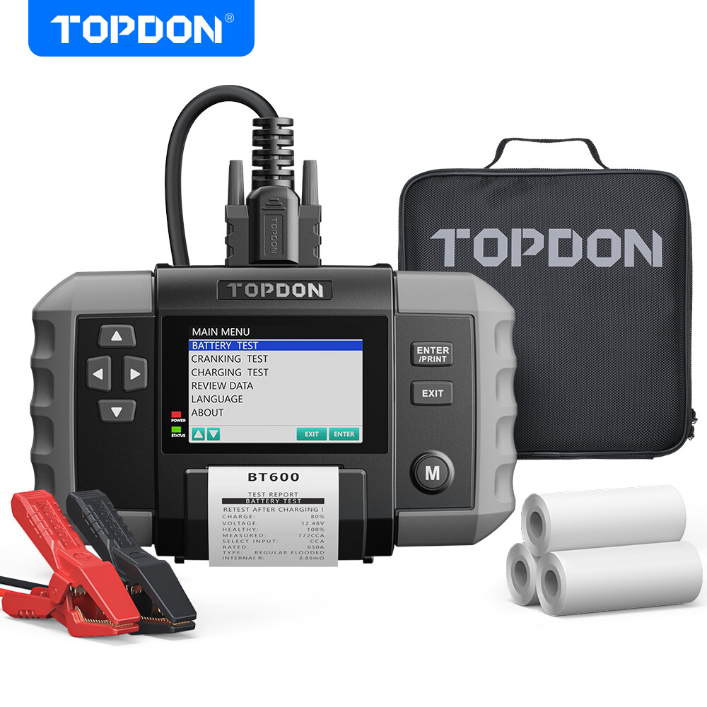 TOPDON BT600 12V 24V TOPDON 2026 Newest Digital Battery Tester Printer