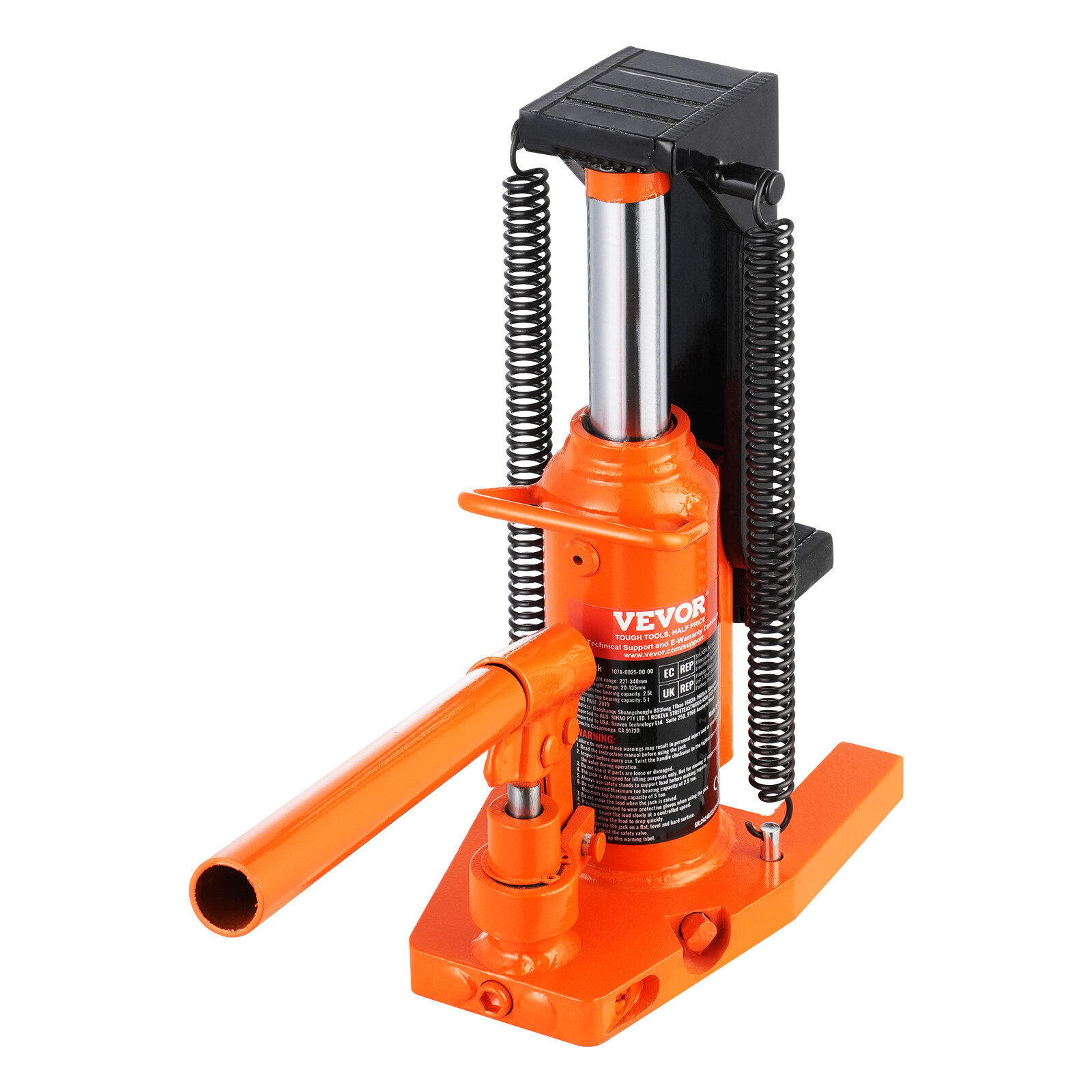 VEVOR Hydraulic Machine Toe Jack Lift Lifting Capacity 2.5 Ton Toe 5 Ton Top