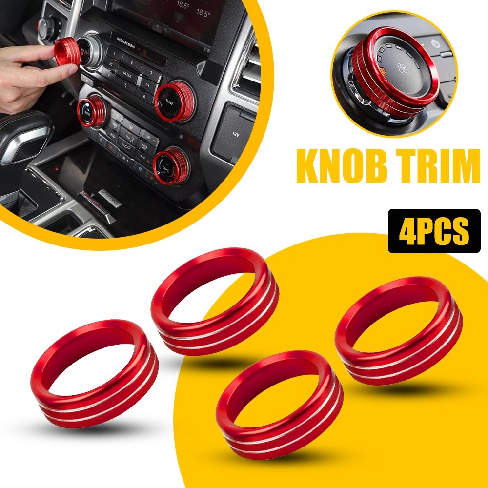 2015-2020 For Ford F150 XLT 4pcs/set Central Control AC Switch Button Knob Ring
