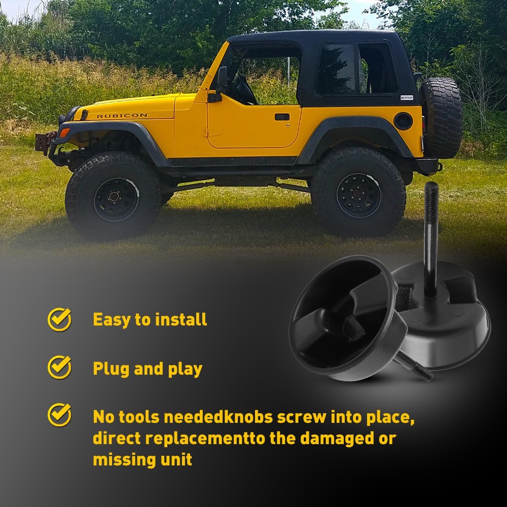Hardtop Top Hard Panel Mounting Screw Knob 2pcs Black For 2007-2018 Jeep Wrangle