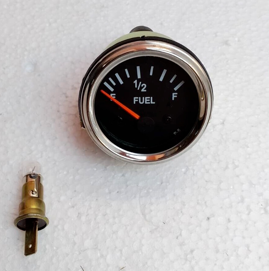 Fuel gauge, 12V 2”/ 52mm with wire harness black 0-30 ohms