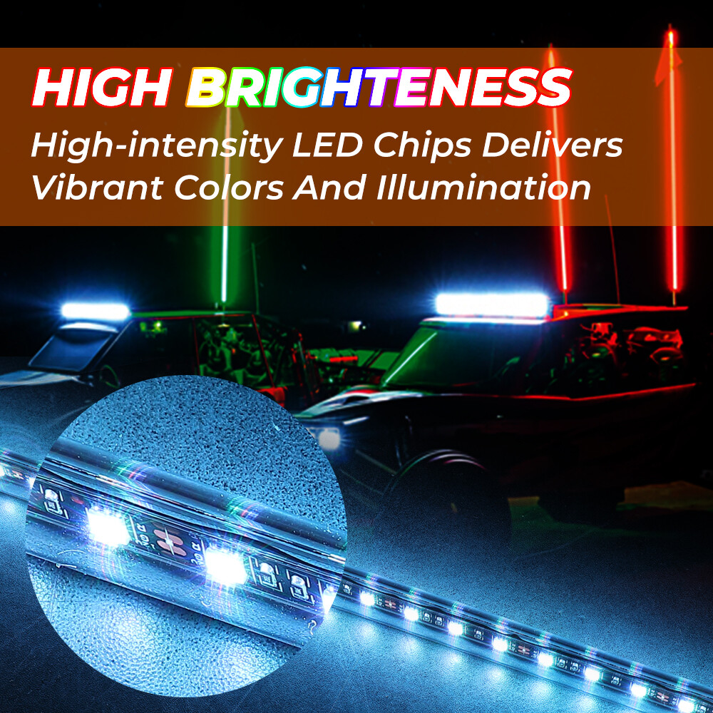 5FT Whip Light LED Antenna w/Flag Remote for Can Am X3 Defender RZR Ranger Talon