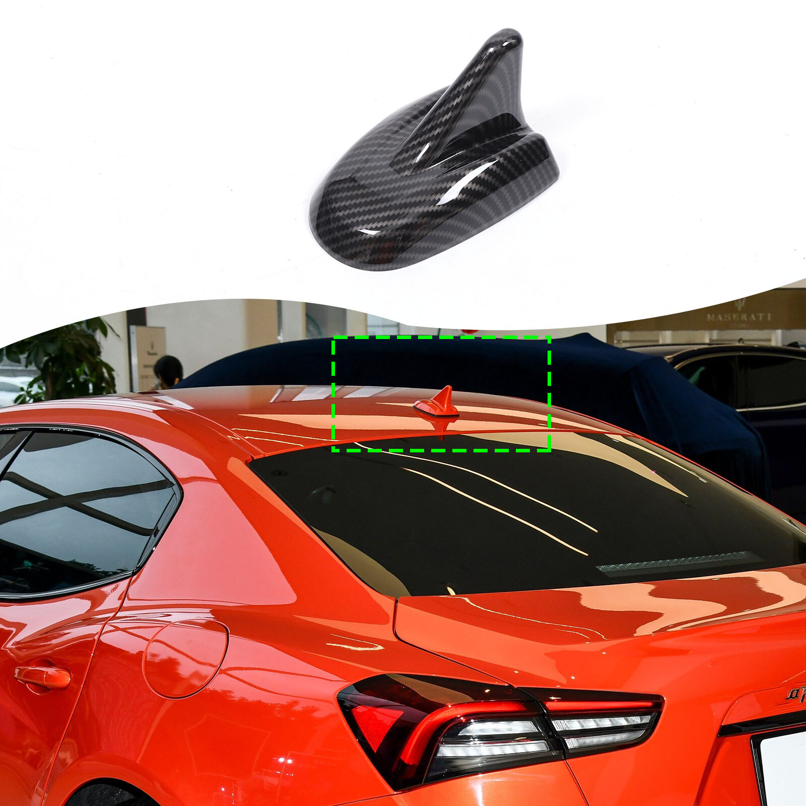 ABS Carbon Fiber Roof Antenna Shark Trim Cover Fits Maserati Ghibli 2014-2021