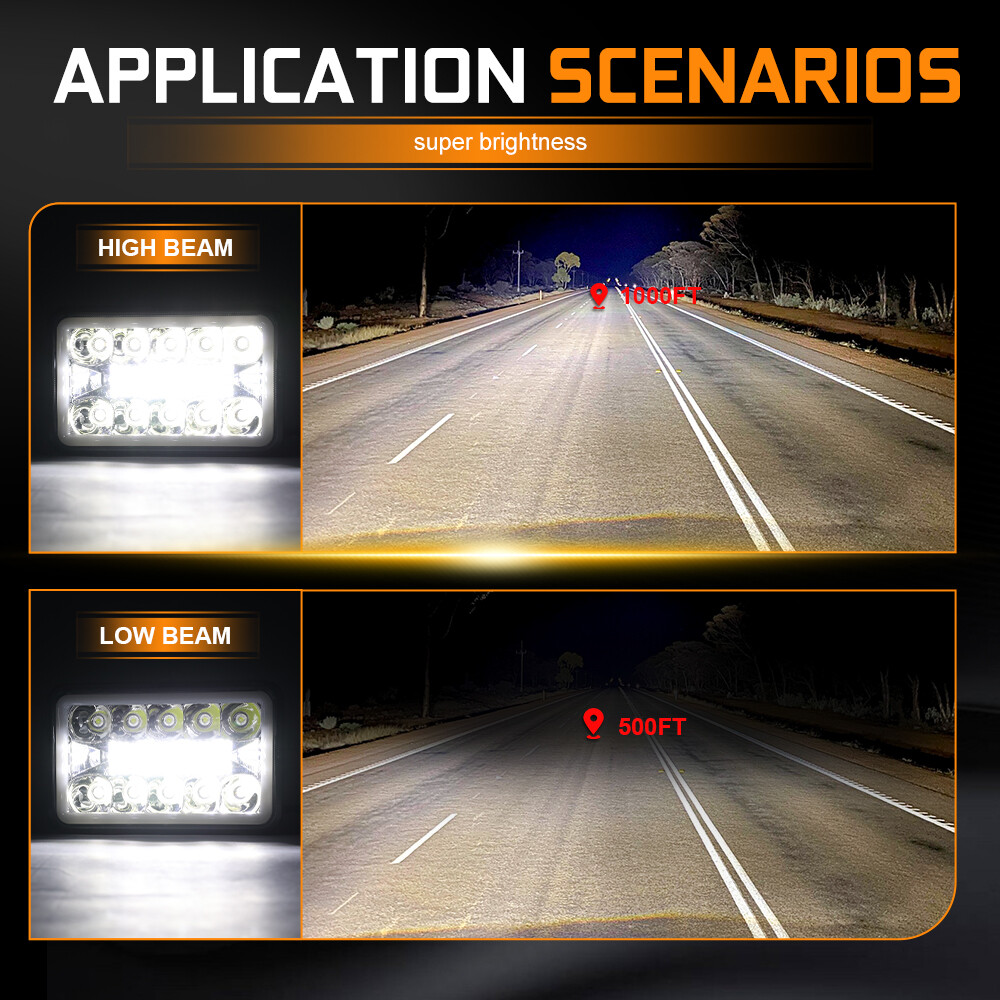 4x For Ford Mustang 1979-1986 DOT 4×6″ Square LED Headlights Hi/Lo Beam With DRL