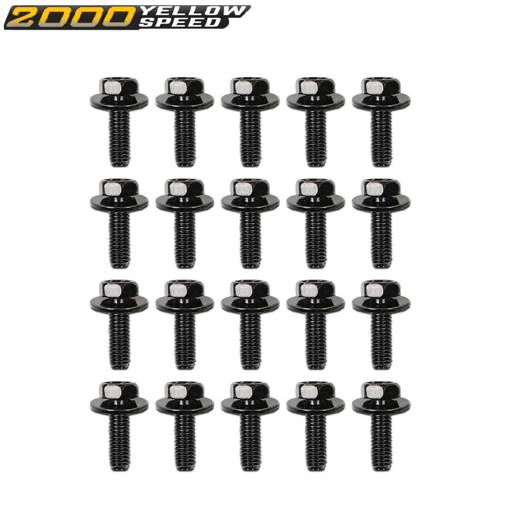 Fit For Honda Body Bolts- M6 1.0 x 20mm Long- 10mm Hex- 17mm Washer 20Pcs