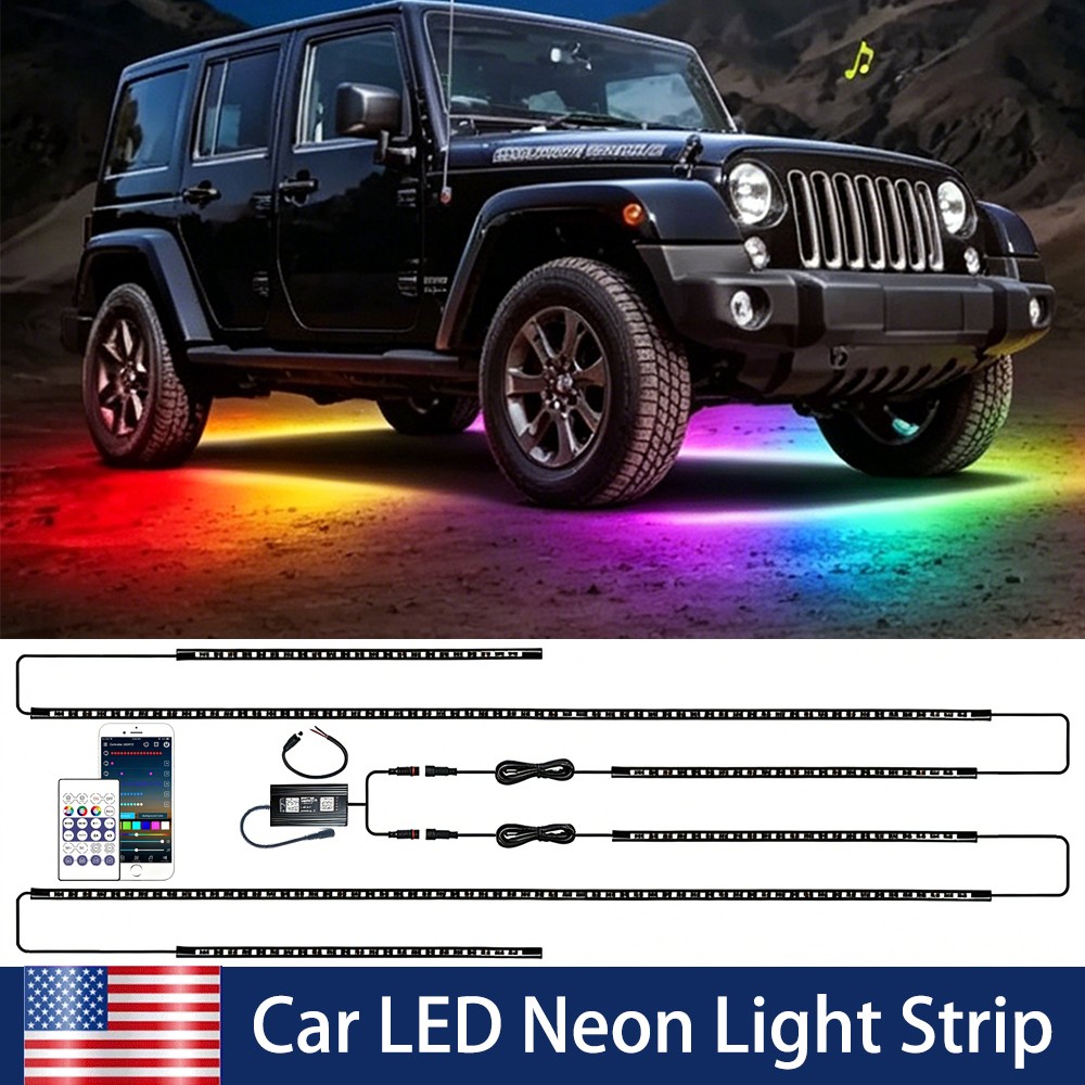 APP Music Multicolor Dream RGB Car Truck chassis LED Neon Strip Lights 6PCS