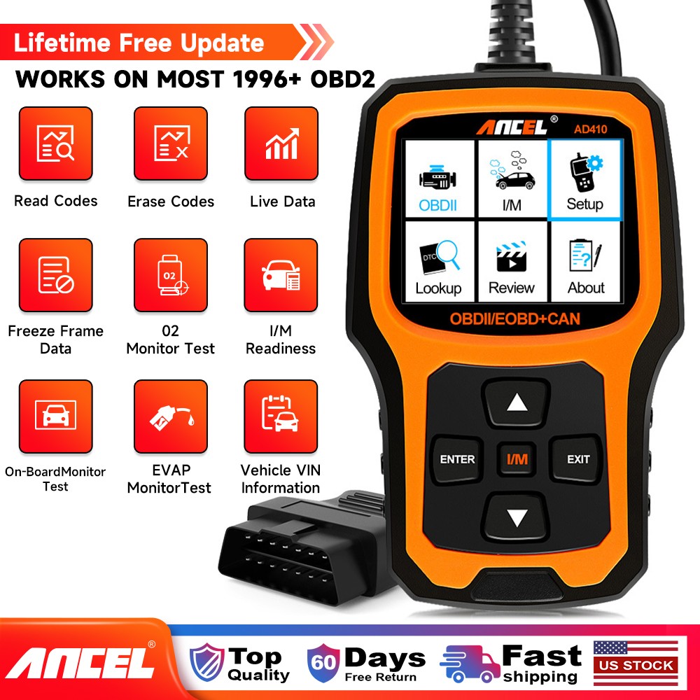 ANCEL AD410 OBD2 Scanner Code Reader Diagnostic Tool Check Engine Light Fault