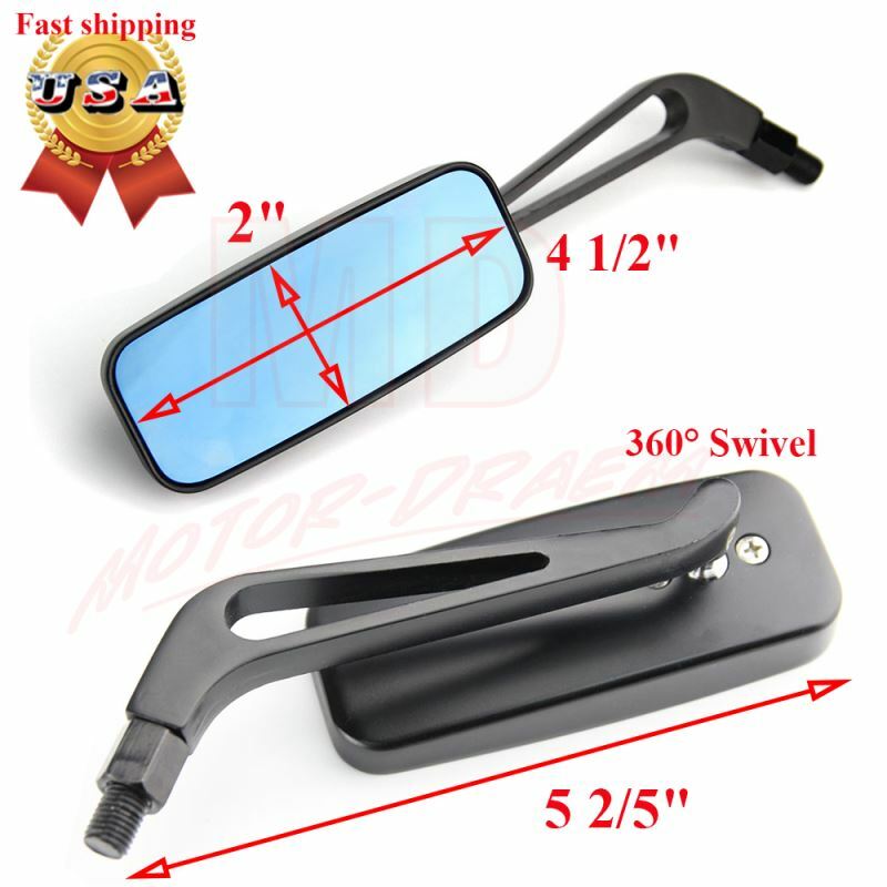 For Kawasaki Vulcan VN 500 750 800 900 1500 Black Rectangle Motorcycle Mirrors