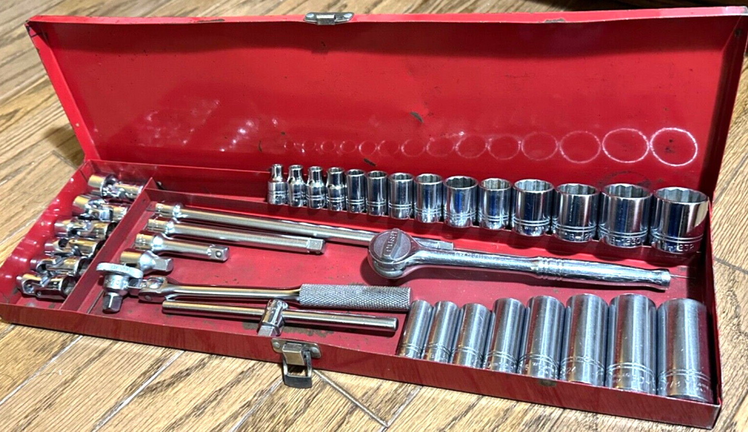 ?? Williams Tools 3/8 Socket Set General Service Extension Breaker Bar Lot Box