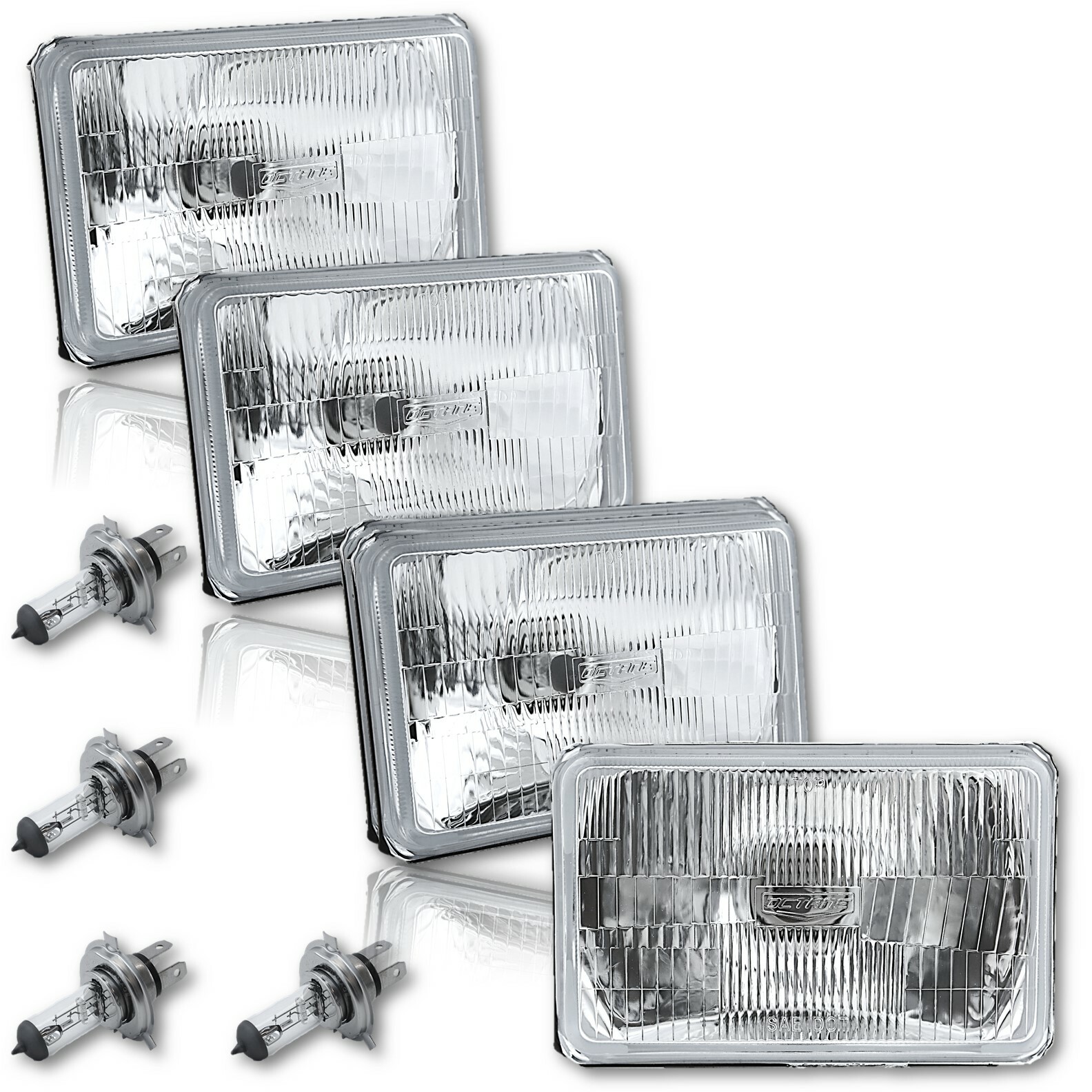 4X6″ Halogen Semi Sealed Stock Glass H4 Headlight Headlamp Light Bulbs Set